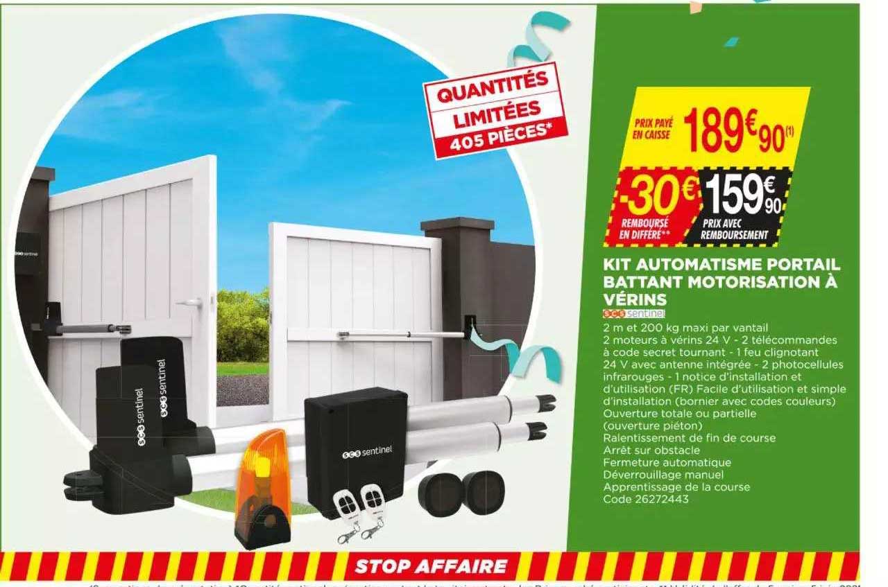 kit automatisme portail battant motorisation à vérins