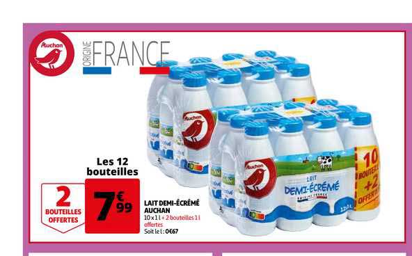 lait demi-écrémé auchan