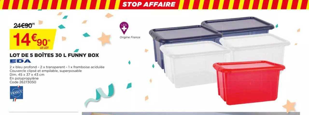 lot de 5 boîtes 30 l funny box eda