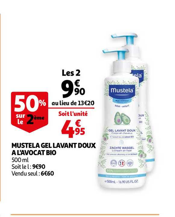 mustela gel lavant doux à l'avocat bio