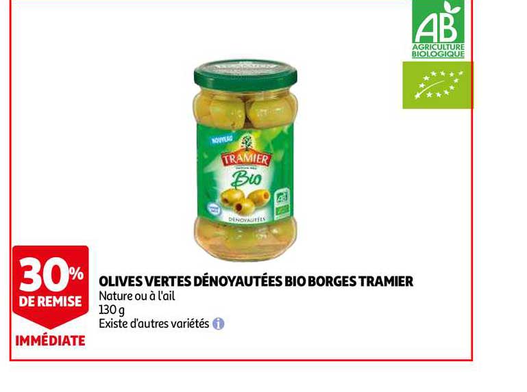 Olives Vertes Dénoyautées Bio Borges Tramier