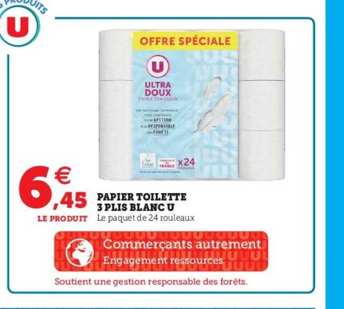 papier toilette 3 plis blanc u