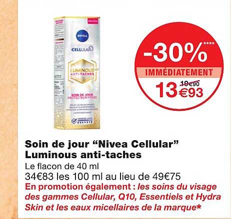 soin de jour "nivea cellular" luminous anti-taches