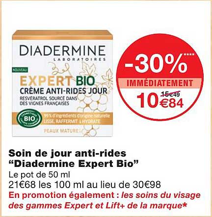 soin de jour anti-rides "diadermine expert bio"