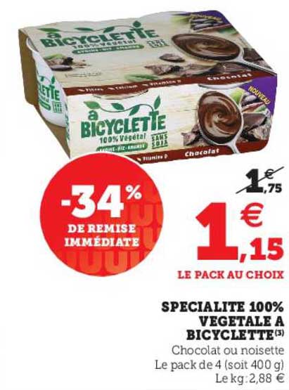 spécialité 100% végétale à bicyclette