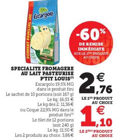 spécialité fromagère au lait pasteurisé p'tit louis