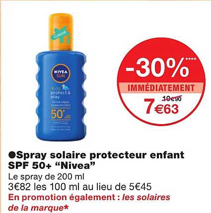 spray solaire protecteur enfant spf 50+ "nivea"