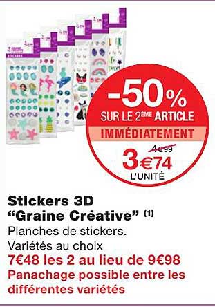 stickers 3d "graine créative"