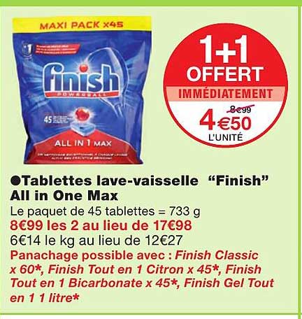 Tablettes Lave-vaisselle "finish" All In One Max