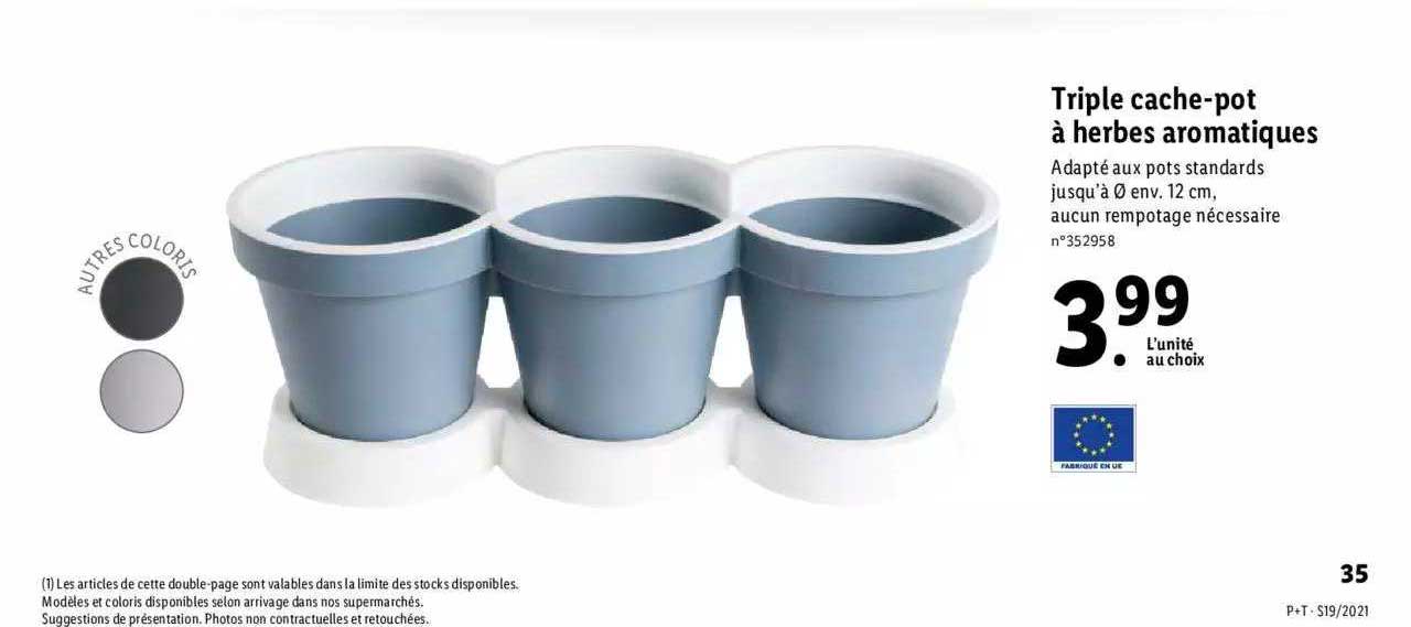 triple cache-pot à herbes aromatiques