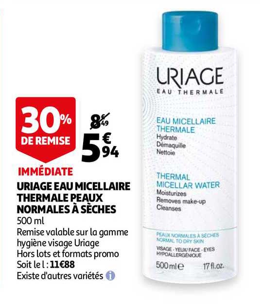 uriage eau micellaire thermale peaux normales à sèches