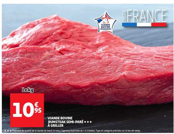 viande bovine : rumsteak semi-paré à griller
