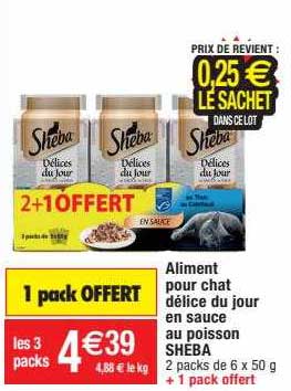 aliment pour chat délice du jour en sauce au poisson sheba