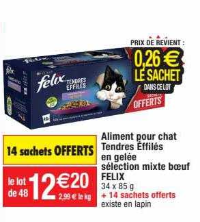 aliment pour chat tendres effilés en gelée sélection mixte bœuf felix
