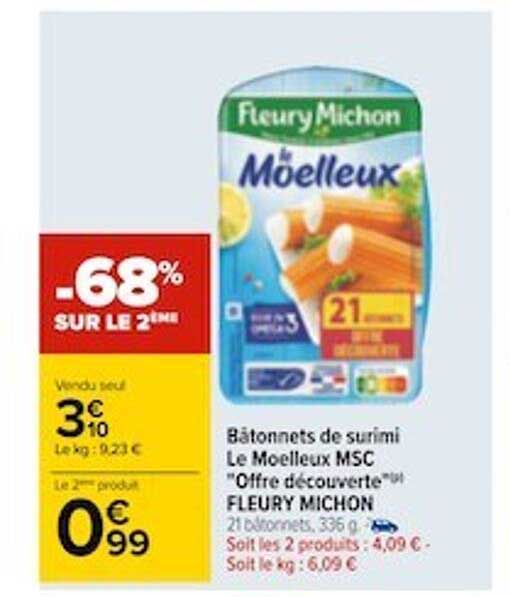 bâtonnets de surimi le moelleux msc "offre découverte" fleury michon