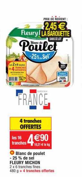 blanc de poulet -25% de sel fleury michon