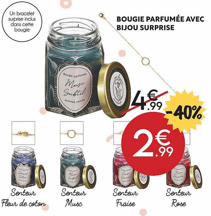 bougie parfumée avec bijou surprise