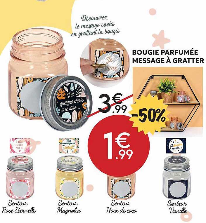 bougie parfumée message à gratter