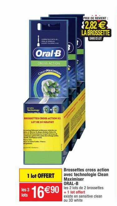 brossettes cross action avec technologie clean maximiser oral-b