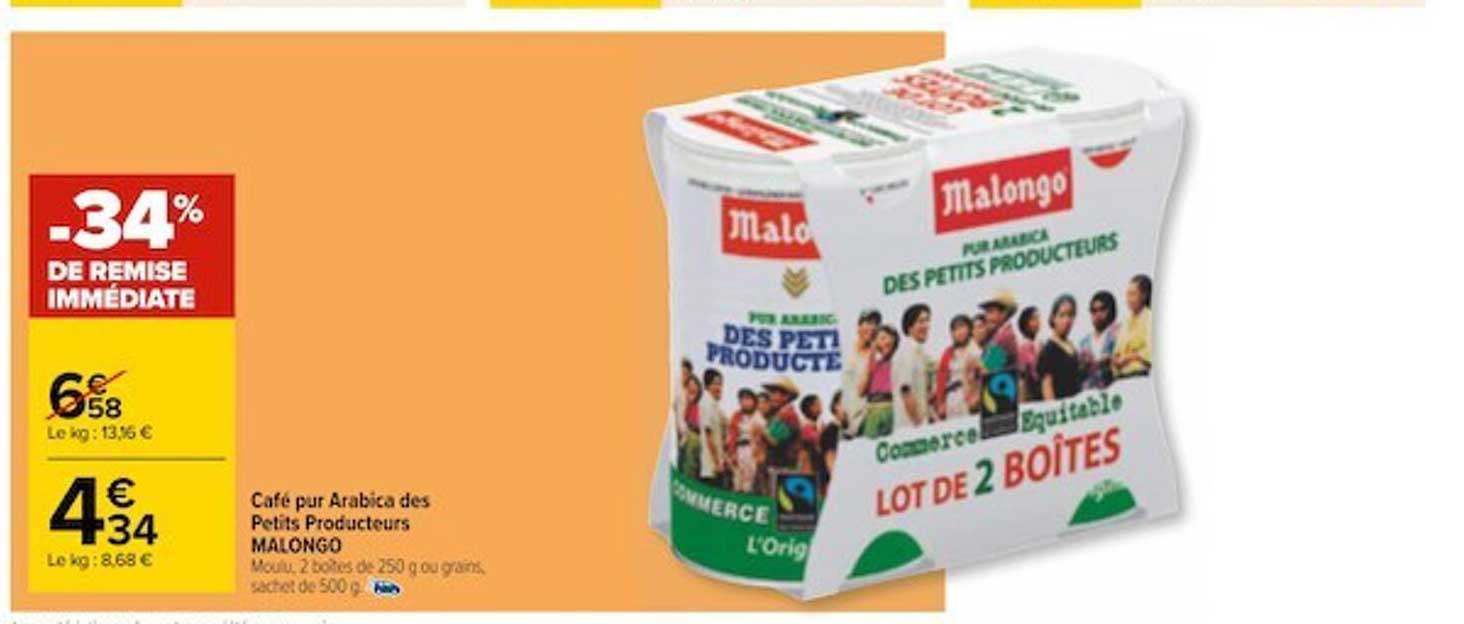 café pur arabica des petits producteurs malongo