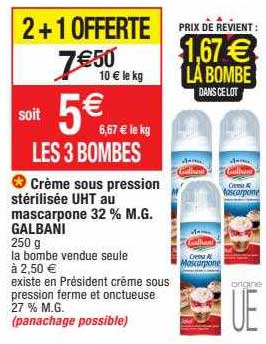 crème sous pression stérilisée uht au mascarpone 32% m.g. galbani