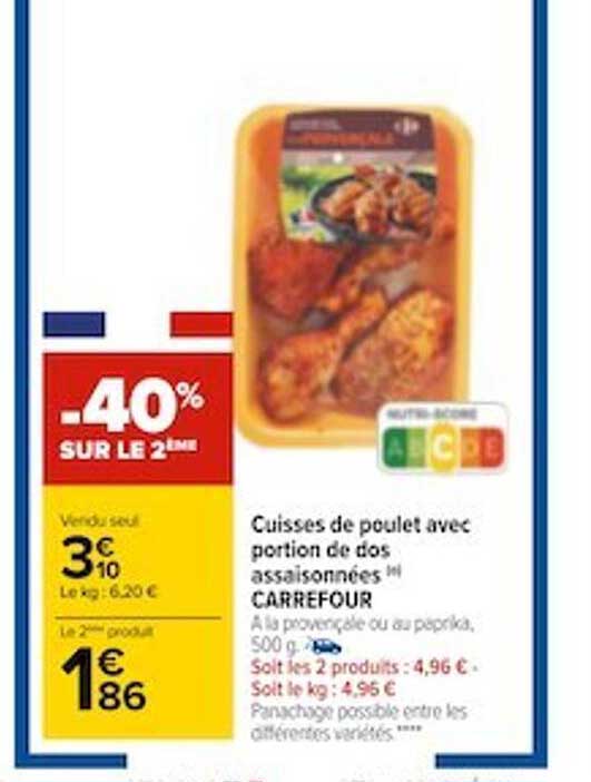 Cuisses De Poulet Avec Portion De Dos Assaisonnées Carrefour