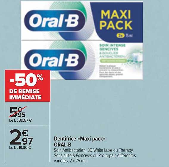 dentifrice «maxi pack» oral-b