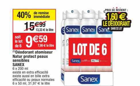 déodorant atomiseur natur protect peaux sensibles sanex