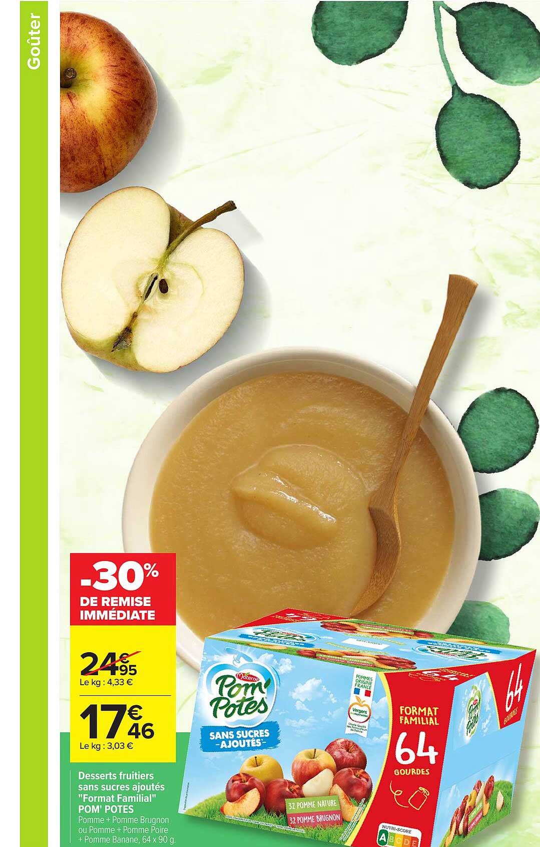 desserts fruitiers sans sucre ajouté "format familial" pom'potes