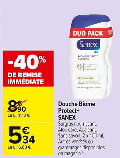 douche biome protect+ sanex