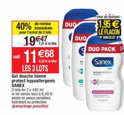 gel douche biome protect hypoallergenic sanex