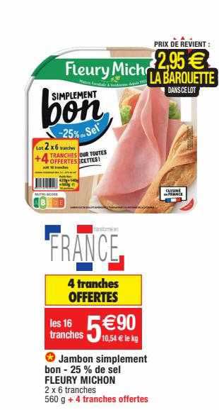 jambon simplement bon -25% de sel fleury michon
