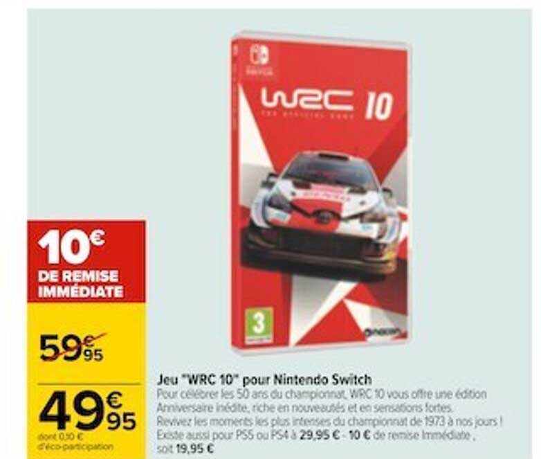 jeu "wrc 10" pour nintendo switch