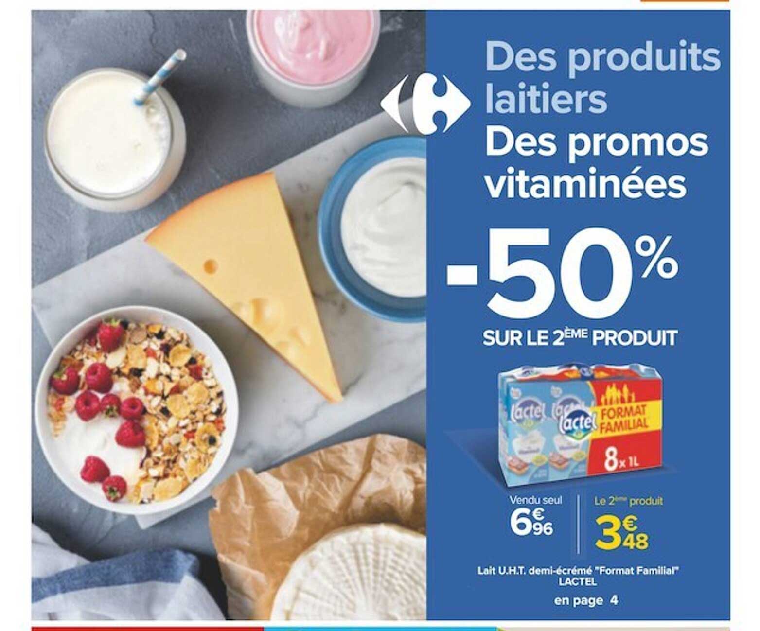 lait u.h.t. demi-écrémé "format familial" lactel