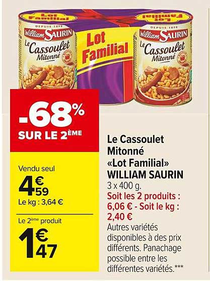 le cassoulet mitonné «lot familial» william saurin