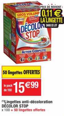 lingettes anti-décoloration décolor stop