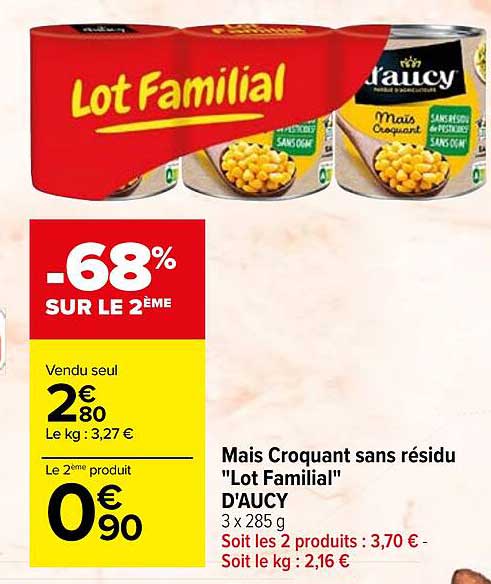 mais croquant sans résidu "lot familial"