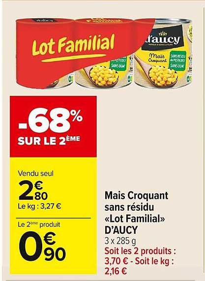 maïs croquant sans résidu «lot familial» d'aucy