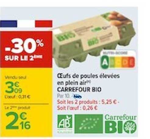 Oeufs De Poules élevées En Plein Air Carrefour Bio