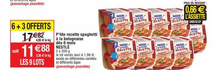 p'tite recette spaghetti à la bolognaise dès 8 mois nestlé