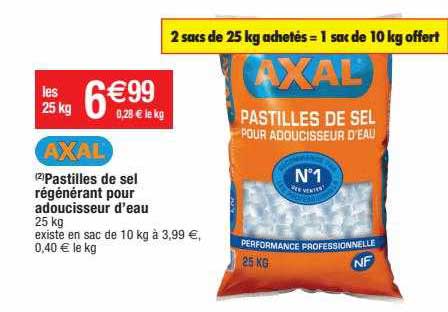 pastilles de sel régénérant pour adoucisseur d'eau axal