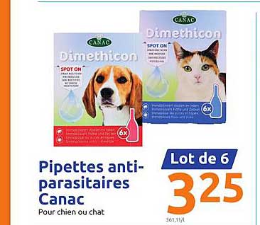 pipettes anti-parasitaires canac