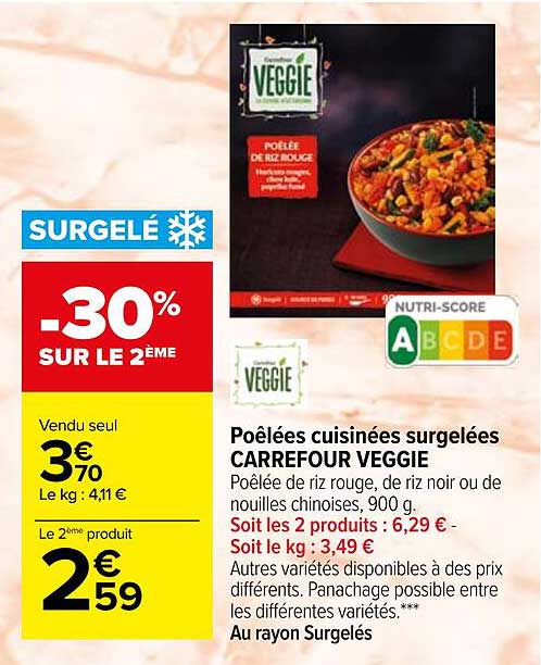 Poêlées Cuisinées Surgelées Carrefour Veggie