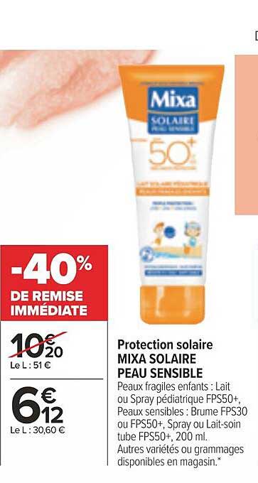 protection solaire mixa solaire peau sensible