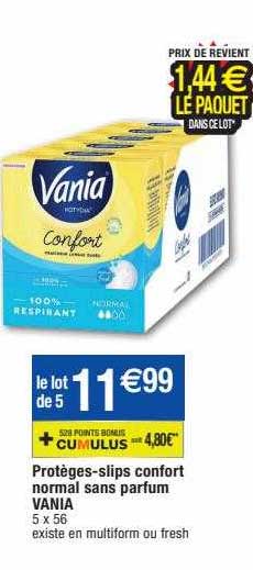 protèges-slips confort normal sans parfum vania