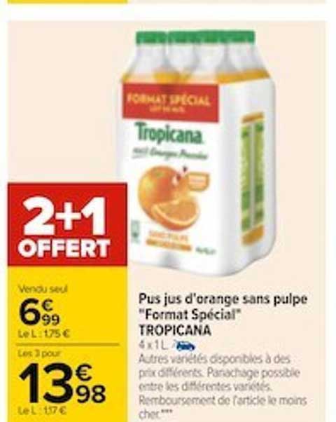 Pur Jus D'orange Sans Pulpe "format Spécial" Tropicana
