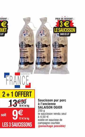 saucisson pur porc à l'ancienne salaison ogier