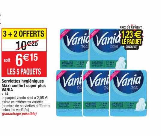 serviettes hygiéniques maxi confort super plus vania
