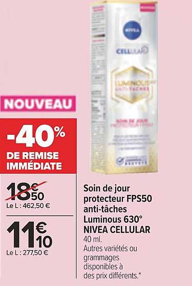 Soin De Jour Protecteur Fps50 Anti-tâches Luminous 630° Nivea Cellular