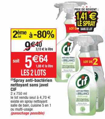 Spray Anti-bactérien Nettoyant Sans Javel